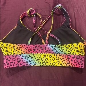 Multicolor Leopard Print Sports Bra